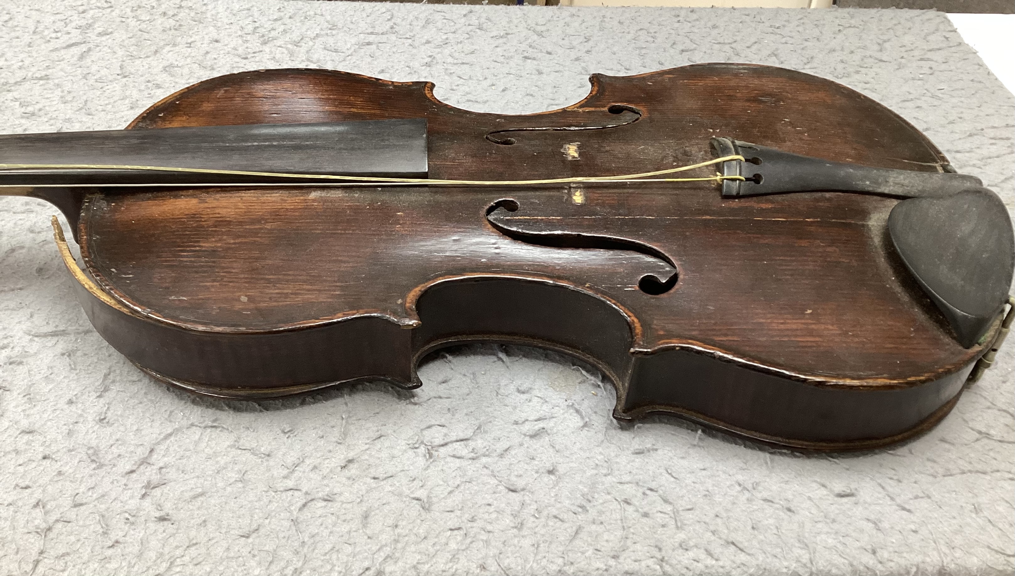 A George Craske (1797-1888) violin with a Hill & Son label, cased (a.f.)